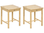 Set of 2 Stools EVIRES Bamboo Light Brown
