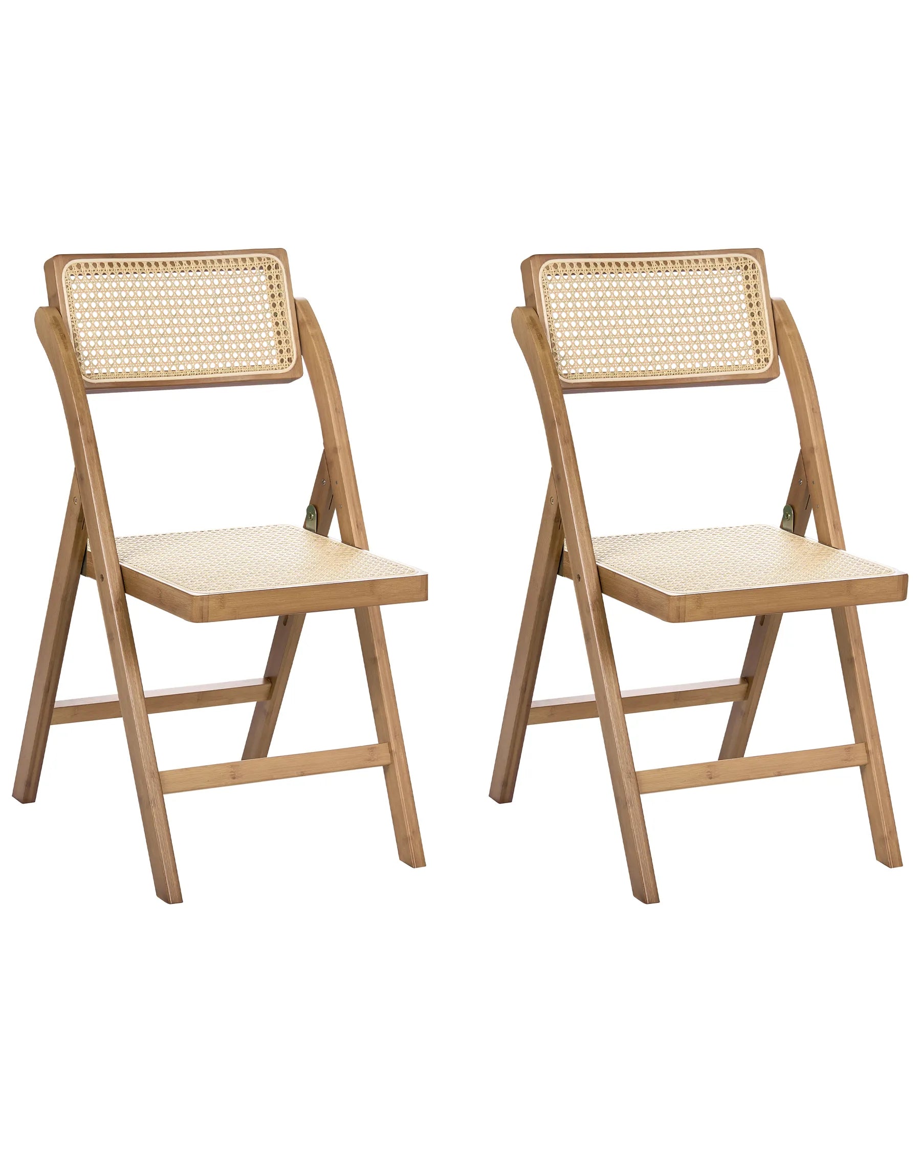 Set of 2 Dining Chairs Folding MODANE Bamboo Brown