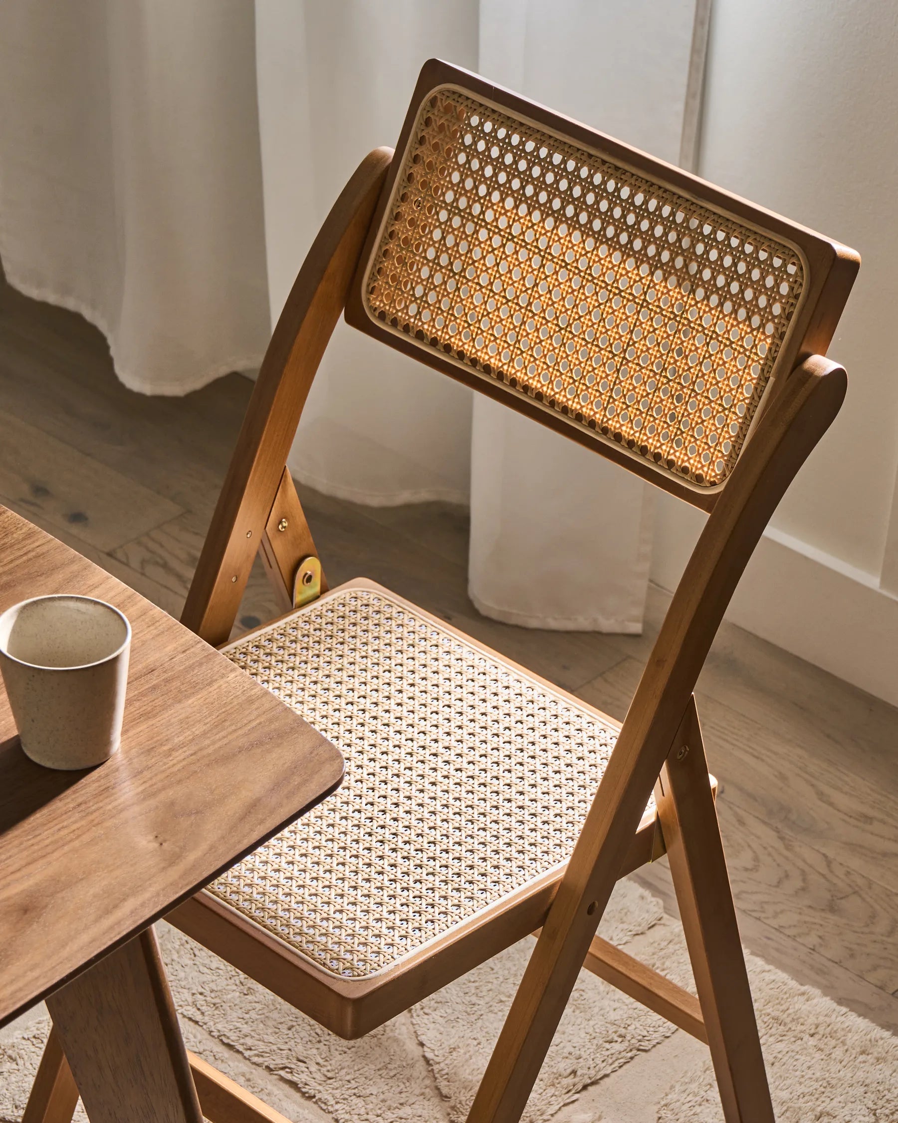 Set of 2 Dining Chairs Folding MODANE Bamboo Brown