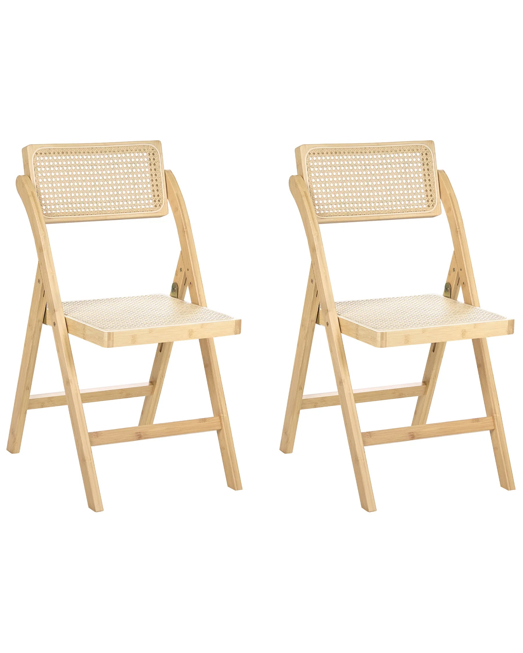 Set of 2 Dining Chairs Folding MODANE Bamboo Light Brown