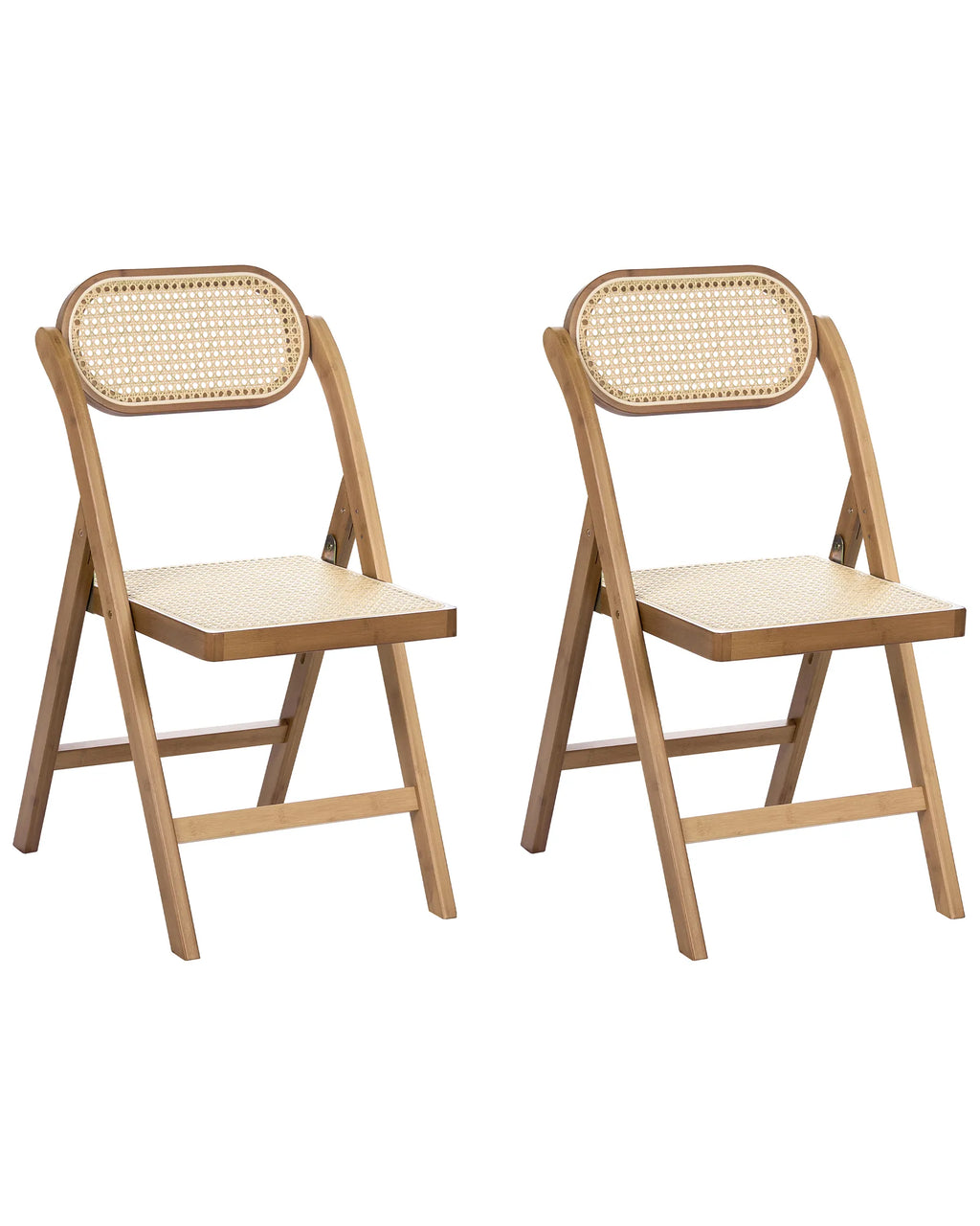 Set of 2 Dining Chairs Folding ORAISON Bamboo Brown