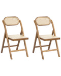 Set of 2 Dining Chairs Folding ORAISON Bamboo Brown