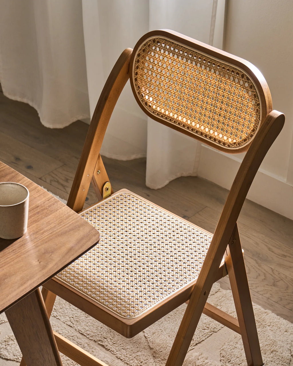 Set of 2 Dining Chairs Folding ORAISON Bamboo Brown