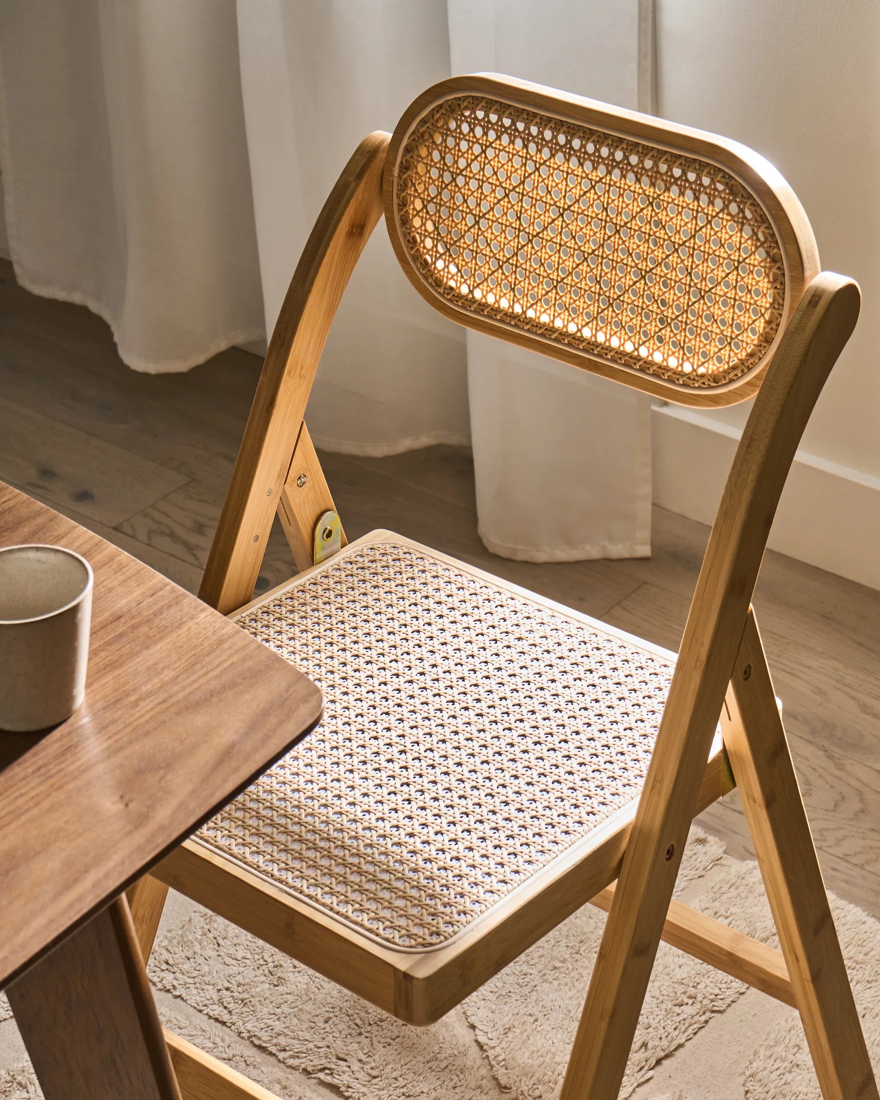 Set of 2 Dining Chairs Folding ORAISON Bamboo Light Brown