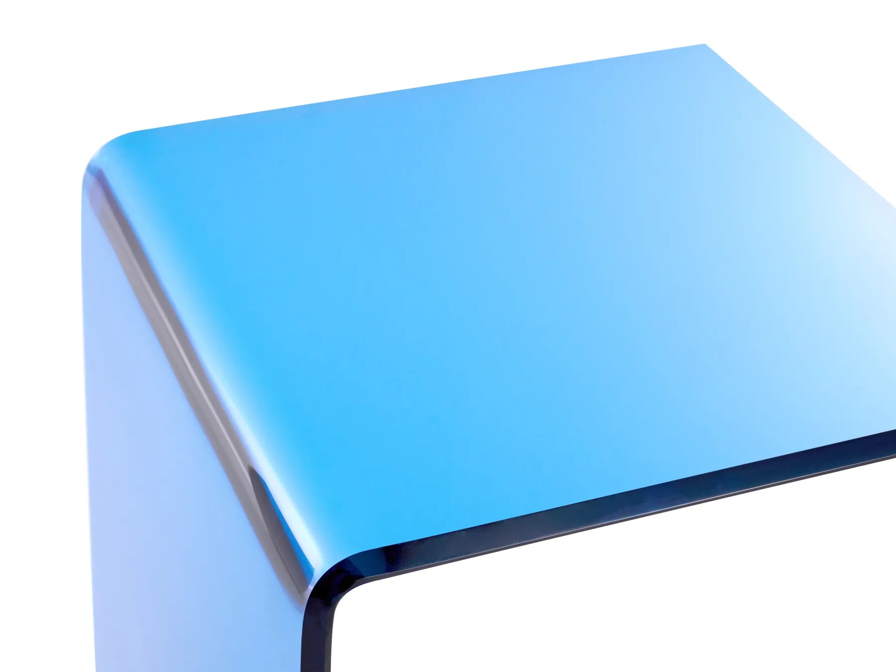 Side Table LOURDES Tempered Glass Blue