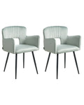 Set of 2 Dining Chairs SANILAC Velvet Light Blue