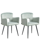 Set of 2 Dining Chairs SANILAC Velvet Light Blue