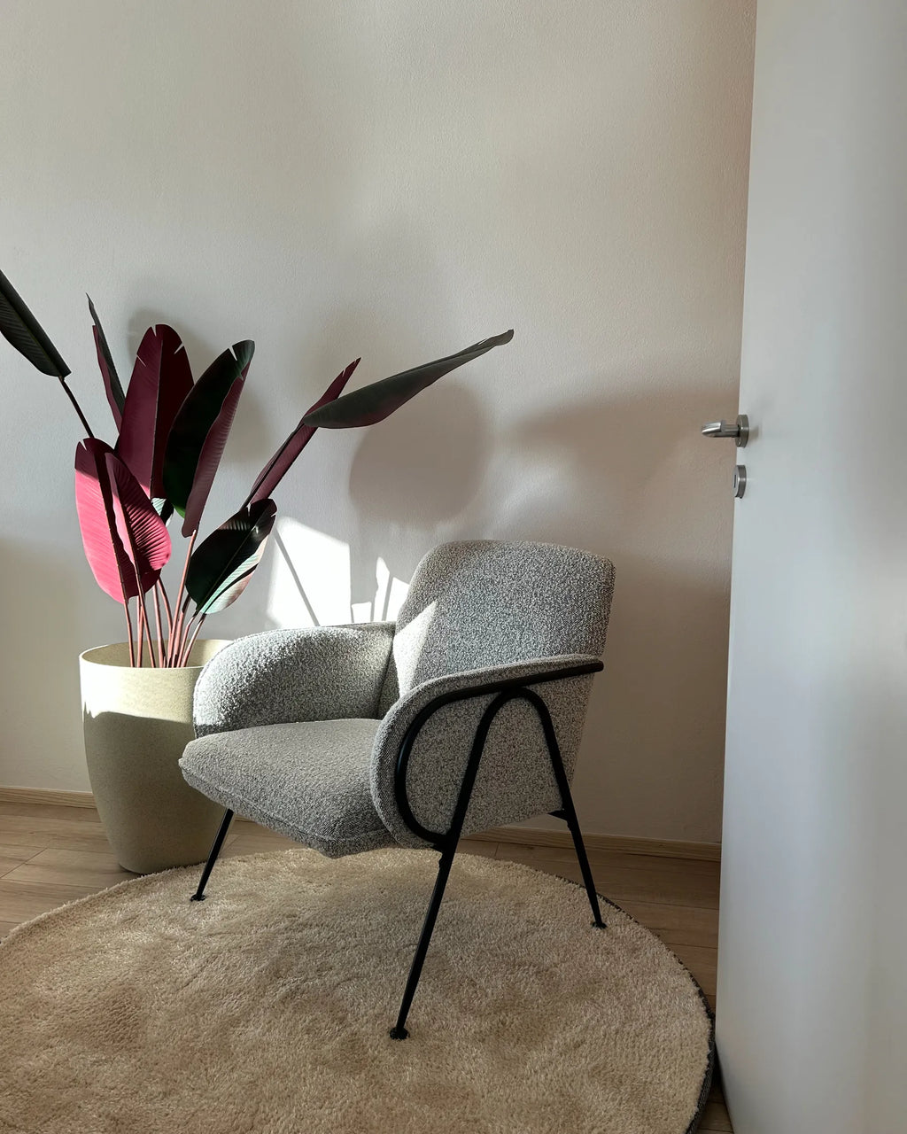 Armchair TRYSNES Fabric Black/ White