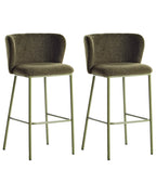 Set of 2 Bar Chairs MINA II Green
