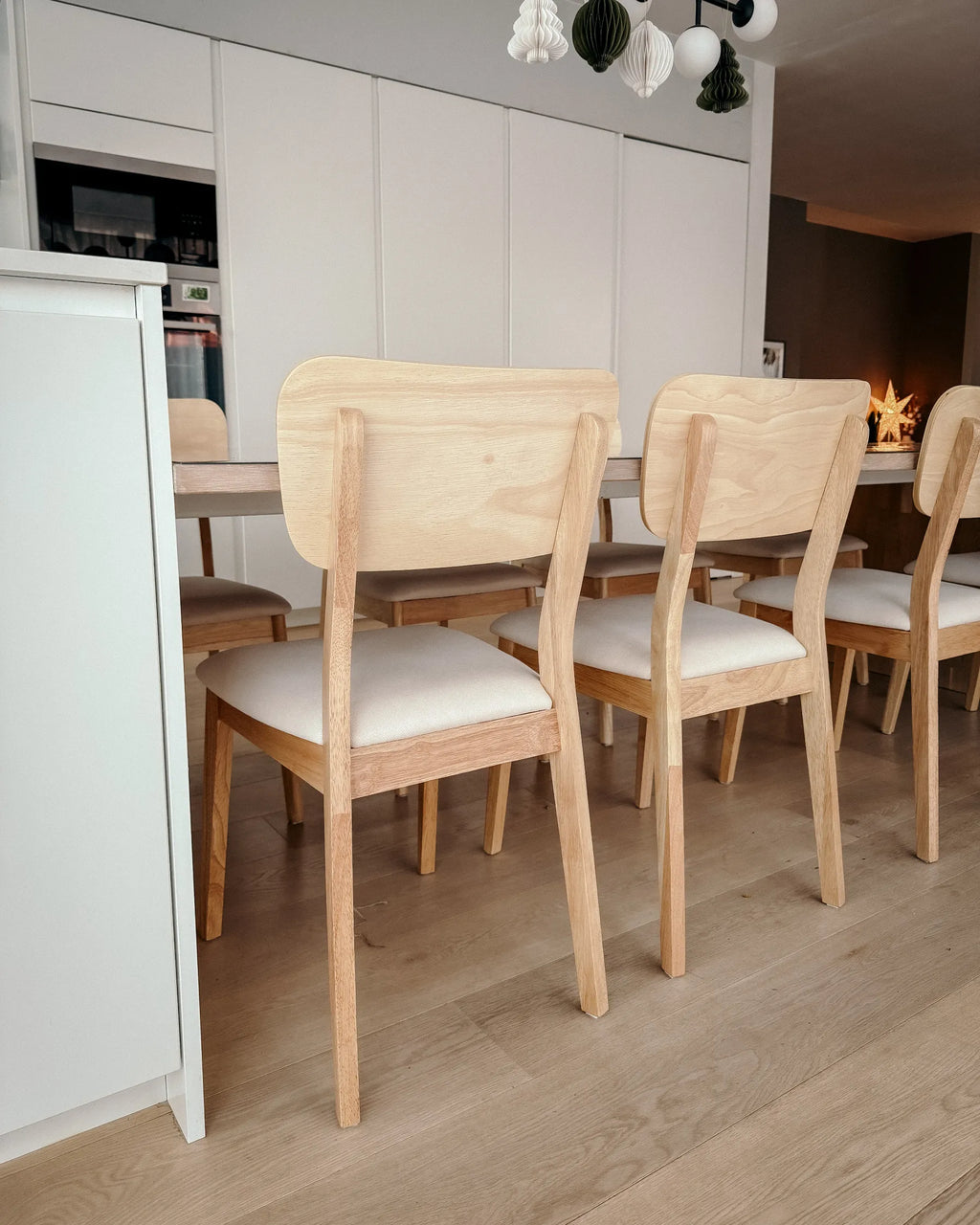 Set of 2 Dining Chairs MINIER Wood Light Brown/ Beige