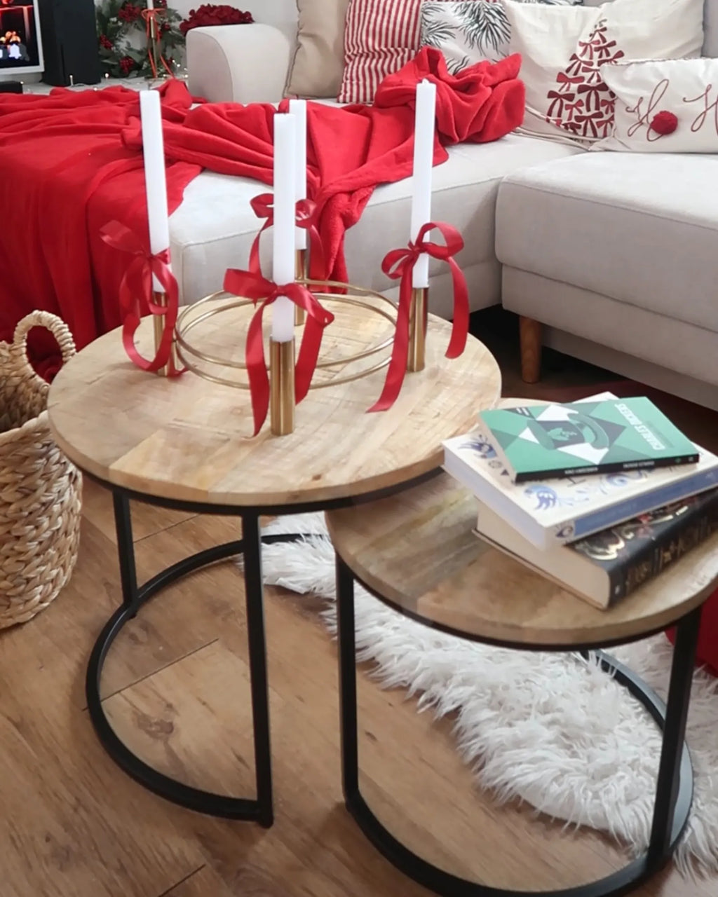 Set of 2 Coffee Tables CLATON Brown