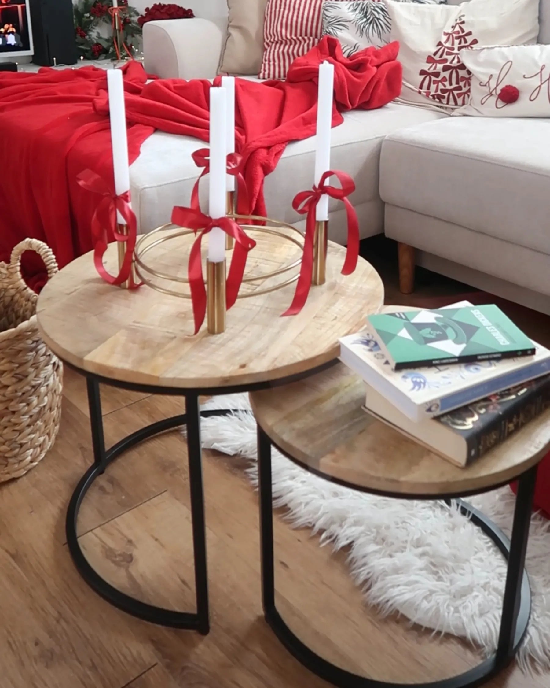 Set of 2 Coffee Tables CLATON Brown
