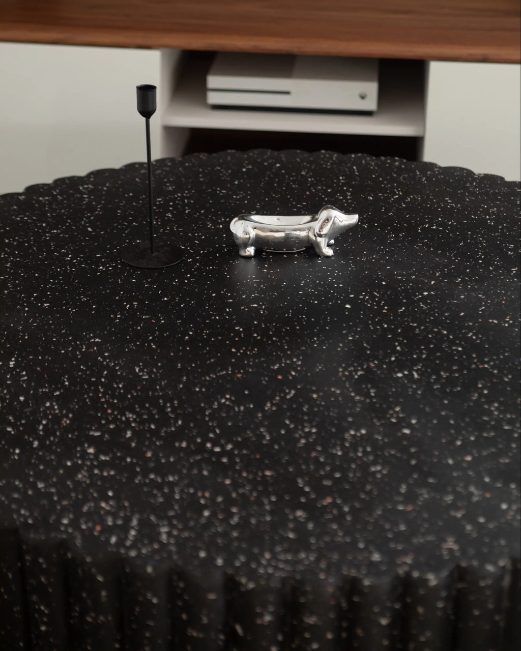 Coffee Table POZZA II 106 cm 106 cm Terrazzo Effect Black Terrazzo