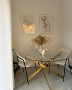 Dining Table MARAMO Gold 120 cm 120 cm Tempered Glass