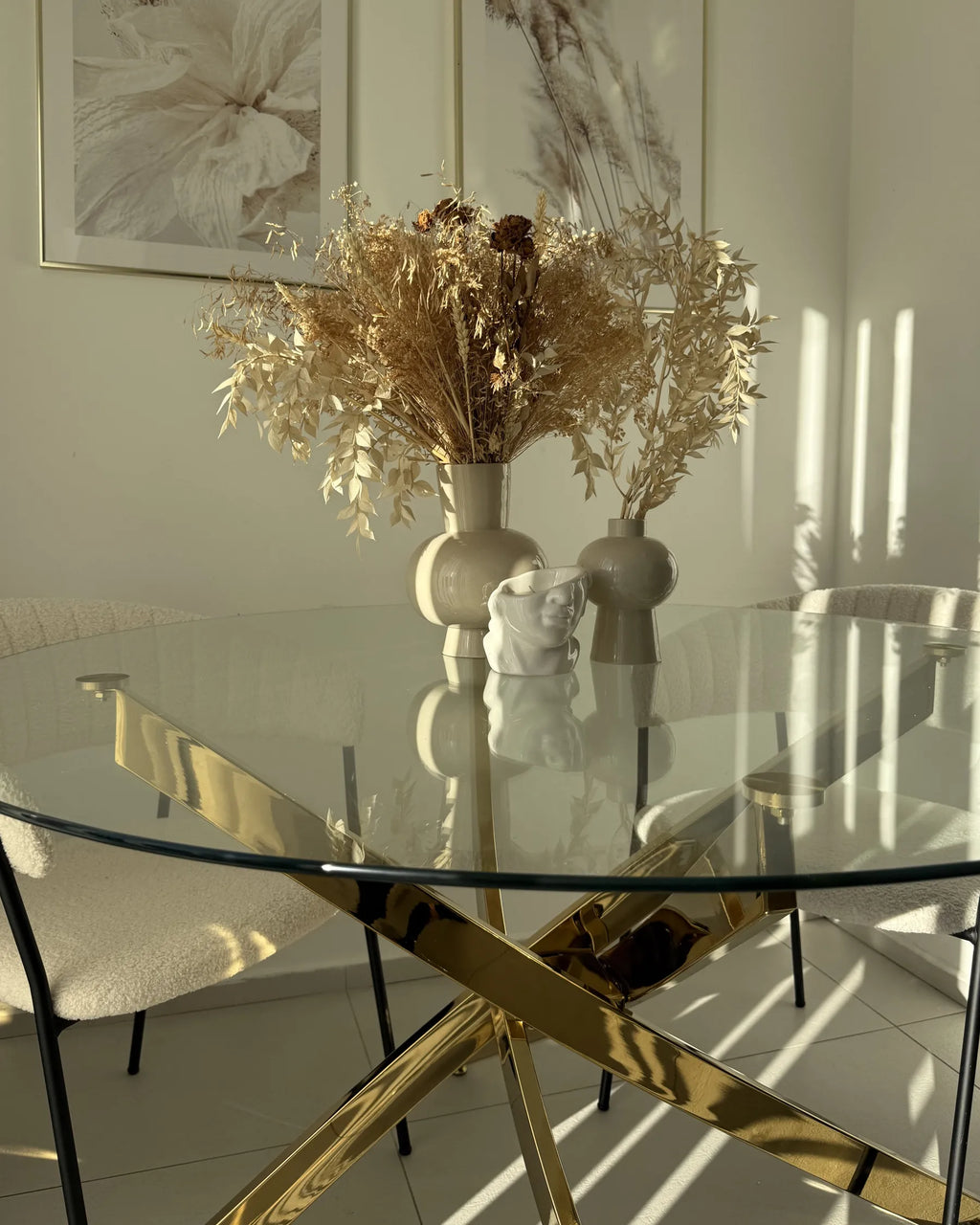 Dining Table MARAMO Gold 120 cm 120 cm Tempered Glass