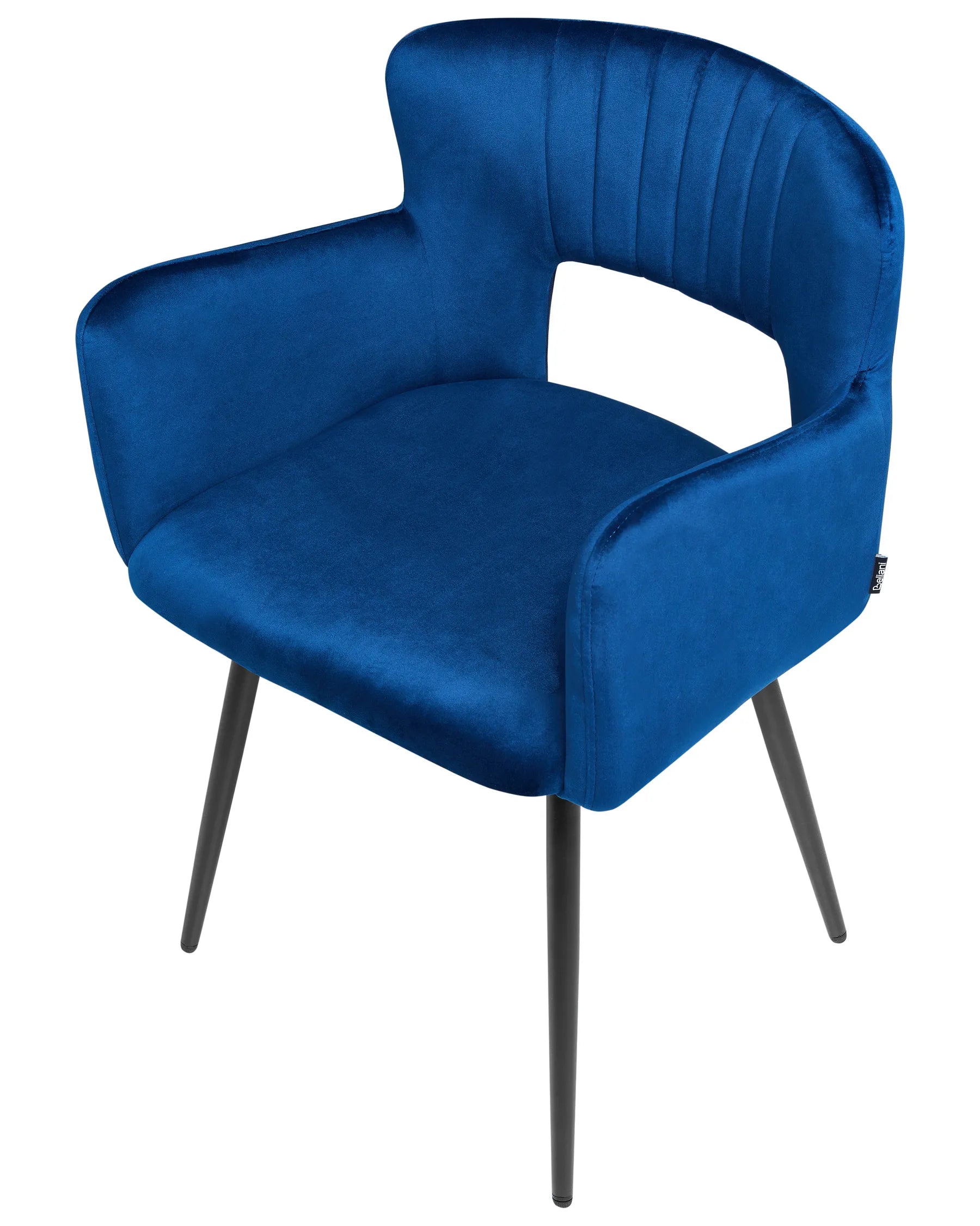 Set of 2 Dining Chairs SANILAC Velvet Navy Blue