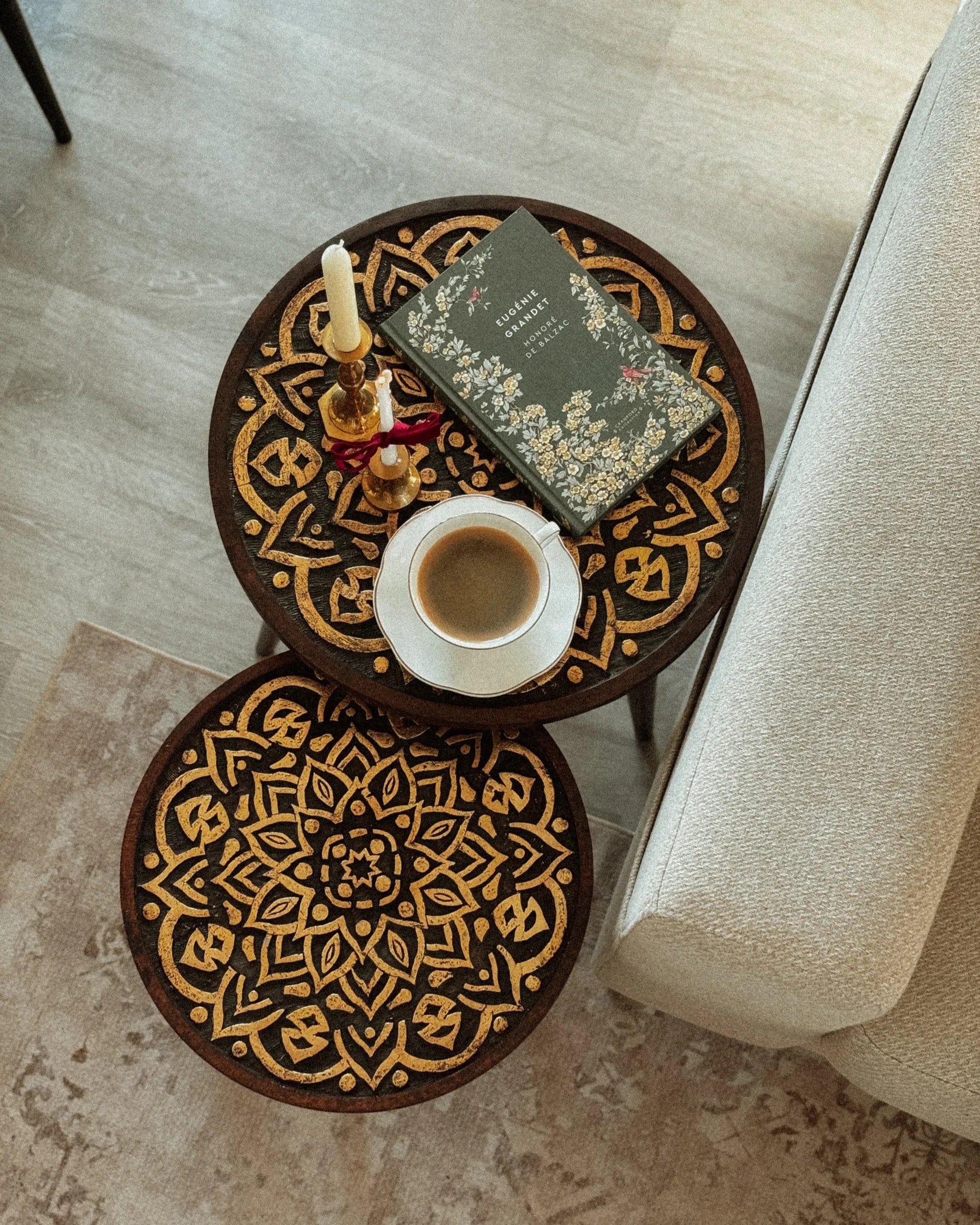 Set of 2 Side Tables RANJA Mango Wood Brown