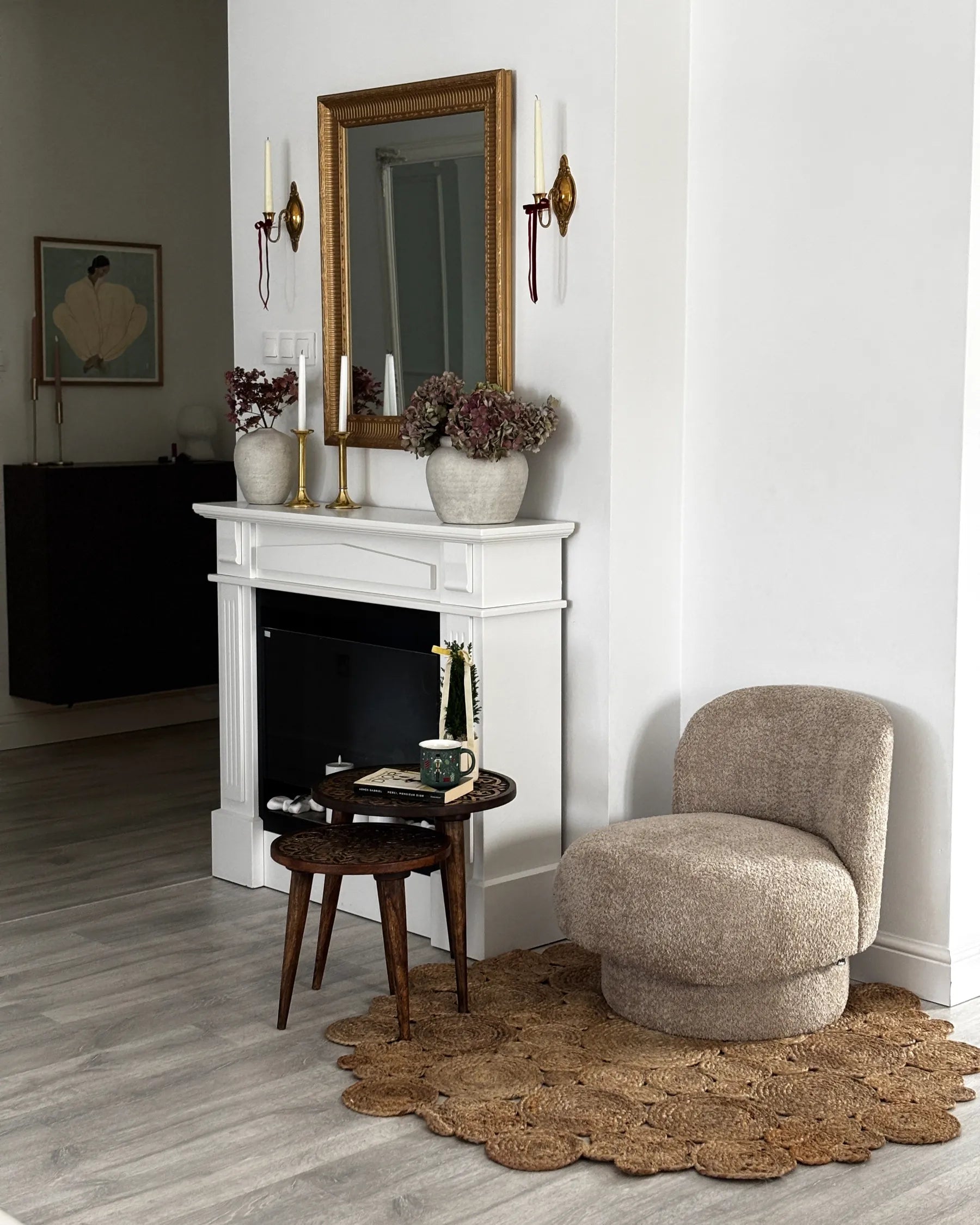 Swivel Armchair AYLO Boucle Taupe