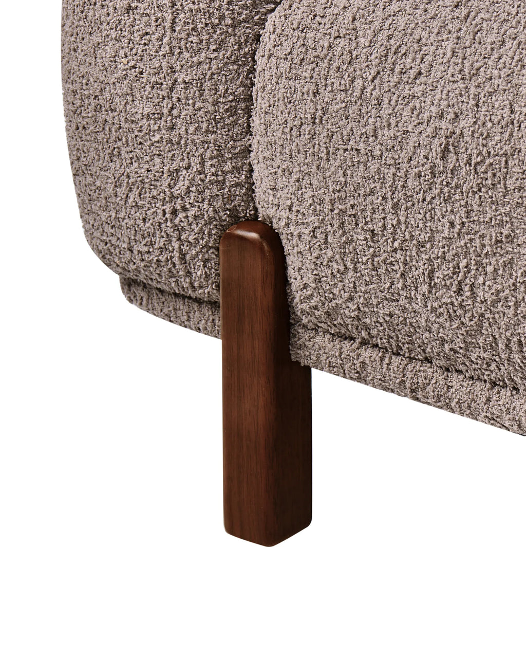 Armchair VESTA Boucle Taupe — seat and armrest detail