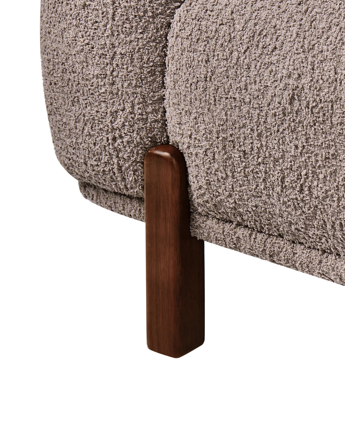 Armchair VESTA Boucle Taupe — seat and armrest detail