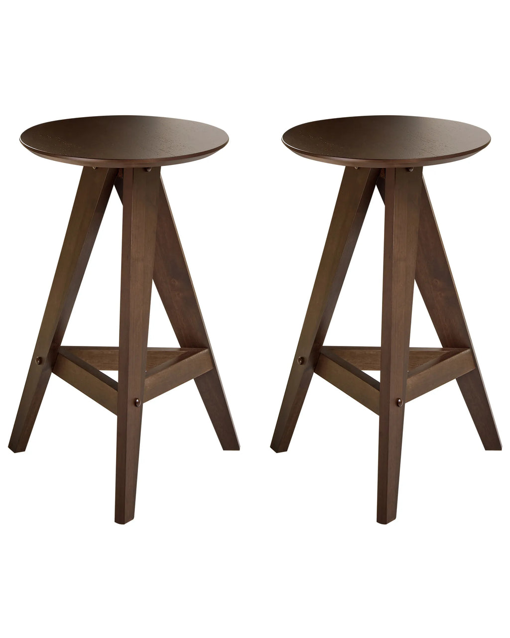 Set of 2 Bar Stools AROMA Wood Dark Brown