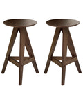 Set of 2 Bar Stools AROMA Wood Dark Brown
