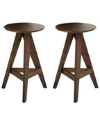 Set of 2 Bar Stools AROMA Wood Dark Brown