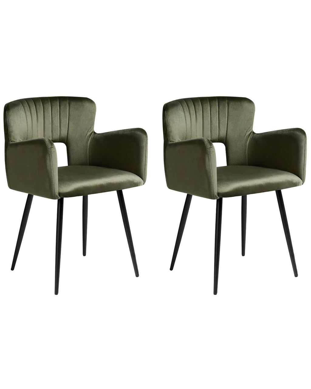 Set of 2 Dining Chairs SANILAC Velvet Olive Green