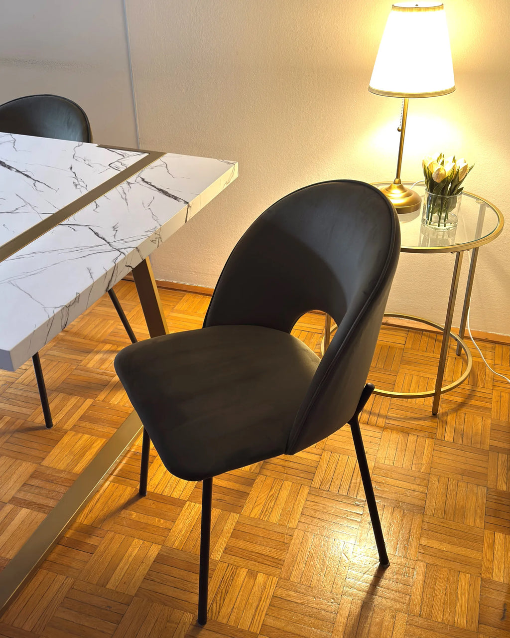 Set of 2 Dining Chairs COVELO Velvet Dark Green