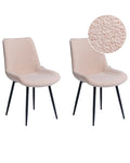 Set of 2 Dining Chairs AVILLA Boucle Beige