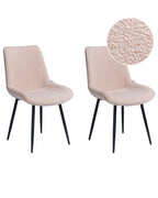 Set of 2 Dining Chairs AVILLA Boucle Beige