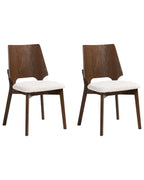 Set of 2 Dining Chairs ABEE Brown/ Light Beige
