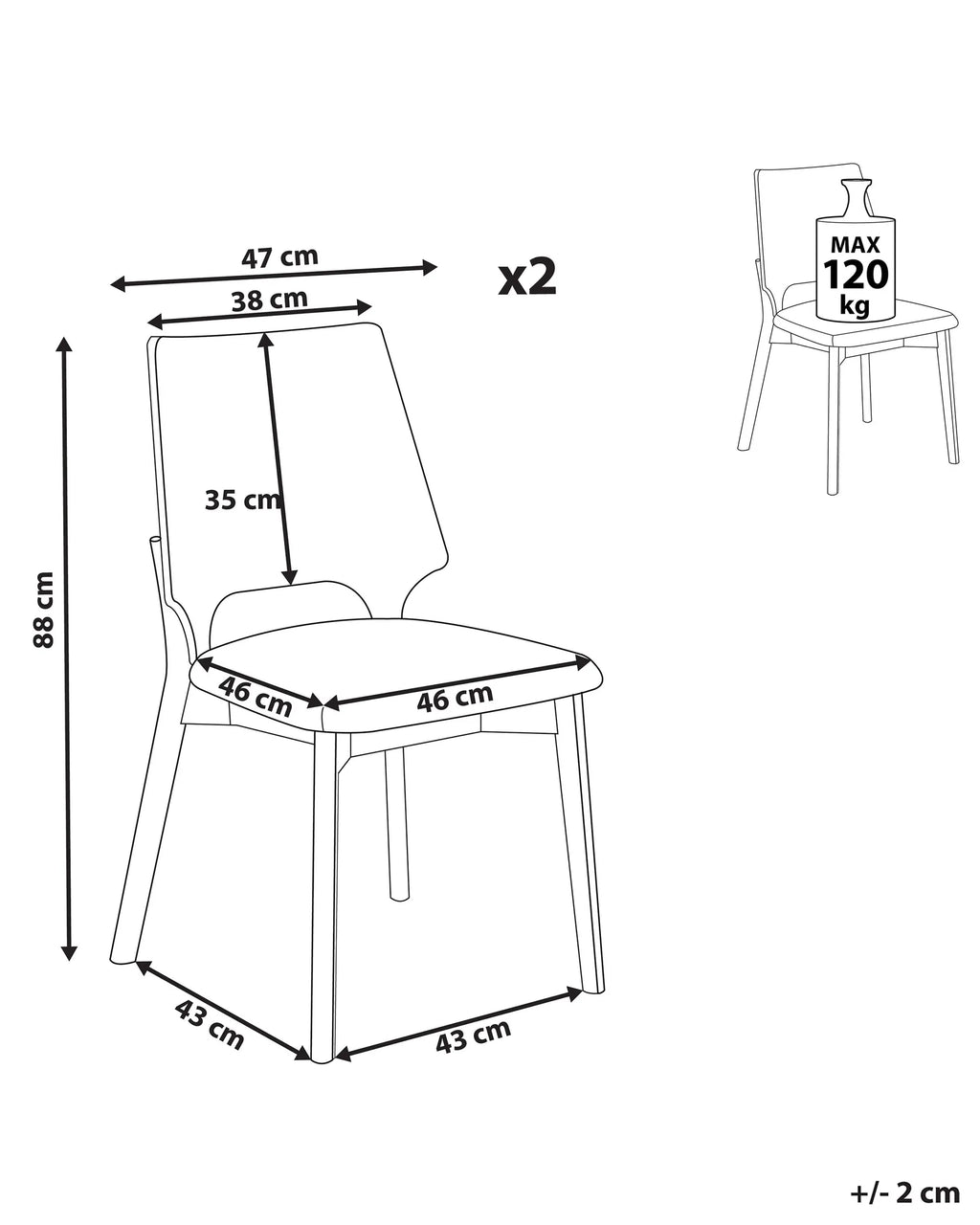 Set of 2 Dining Chairs ABEE Brown/ Light Beige