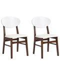 Set of 2 Dining Chairs AMERY Wood Off-White/ Brown