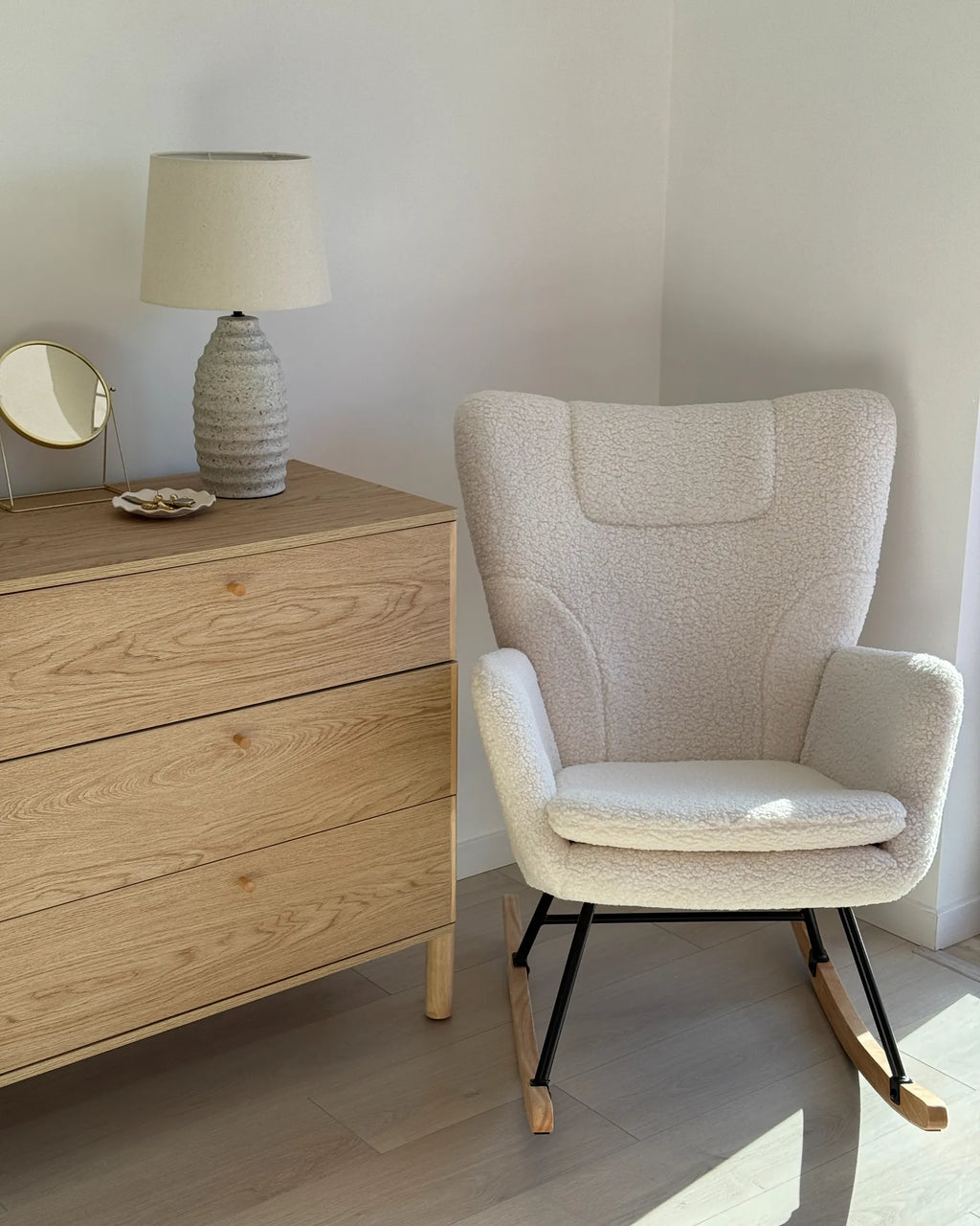 Rocking Chair SANDVE Boucle White