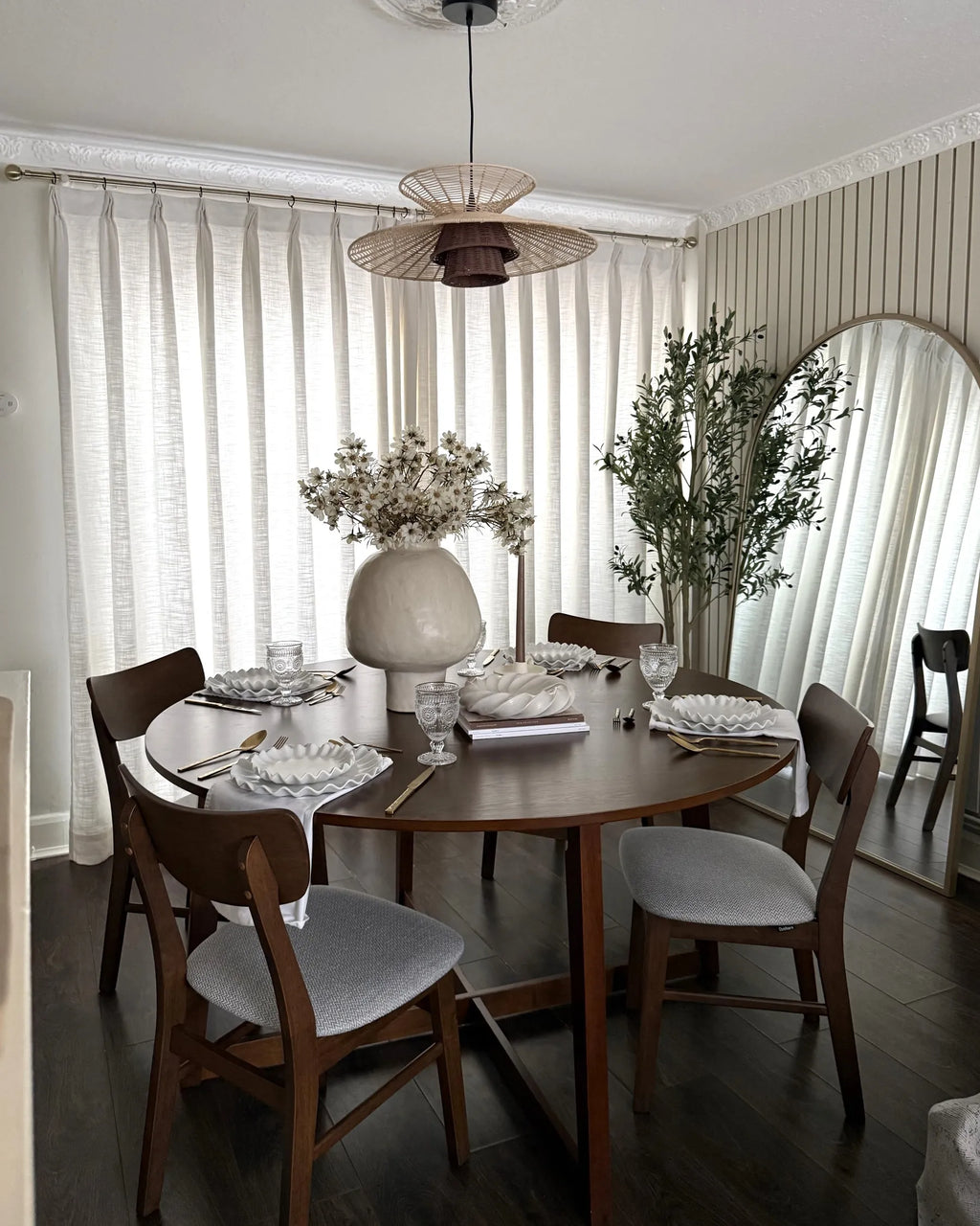 Set of 2 Dining Chairs ANOKA Wood Brown/ Grey