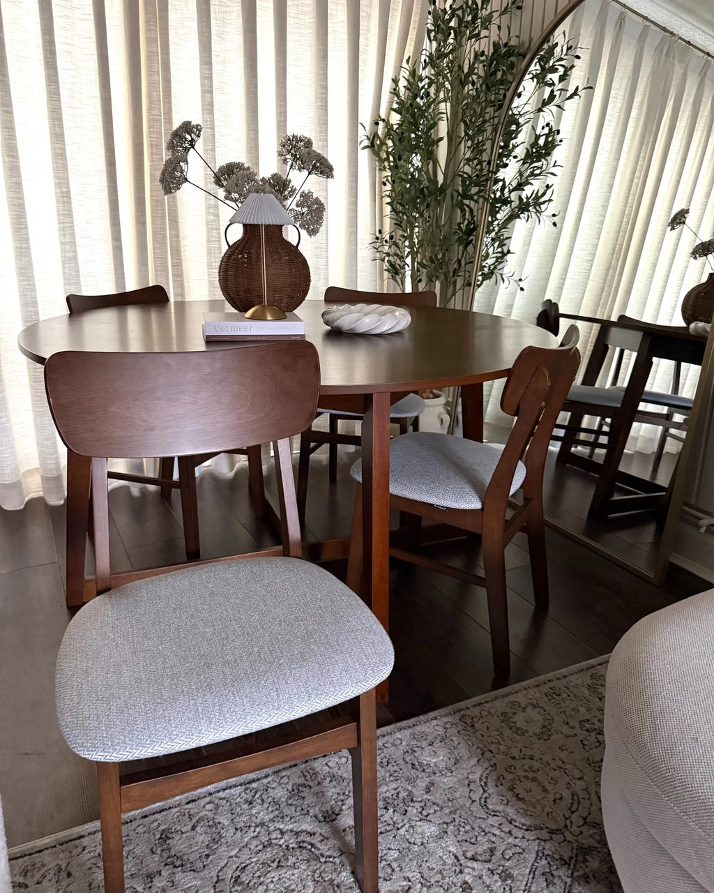 Set of 2 Dining Chairs ANOKA Wood Brown/ Grey