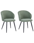 Set of 2 Dining Chairs MOUNDVILLE Fabric Light Green