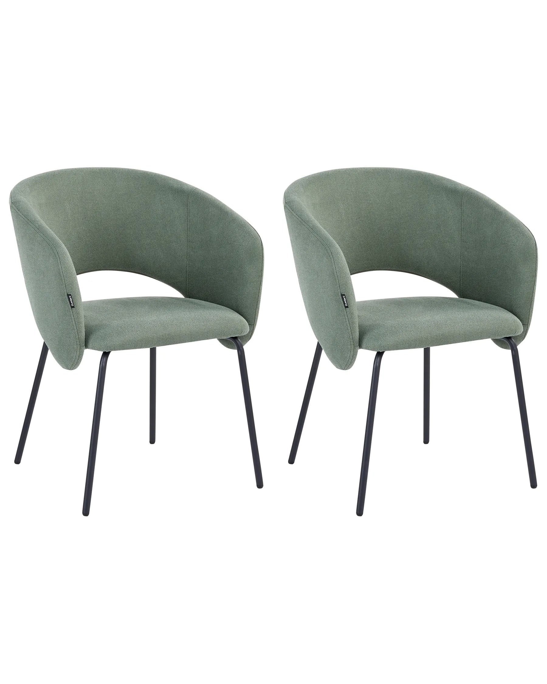 Set of 2 Dining Chairs BLAKELY Fabric Light Green