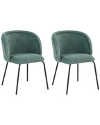 Set of 2 Dining Chairs SARASOTA Fabric Light Green