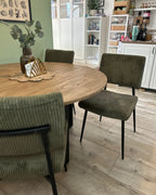 Set of 2 Dining Chairs STURGIS Corduroy Olive Green
