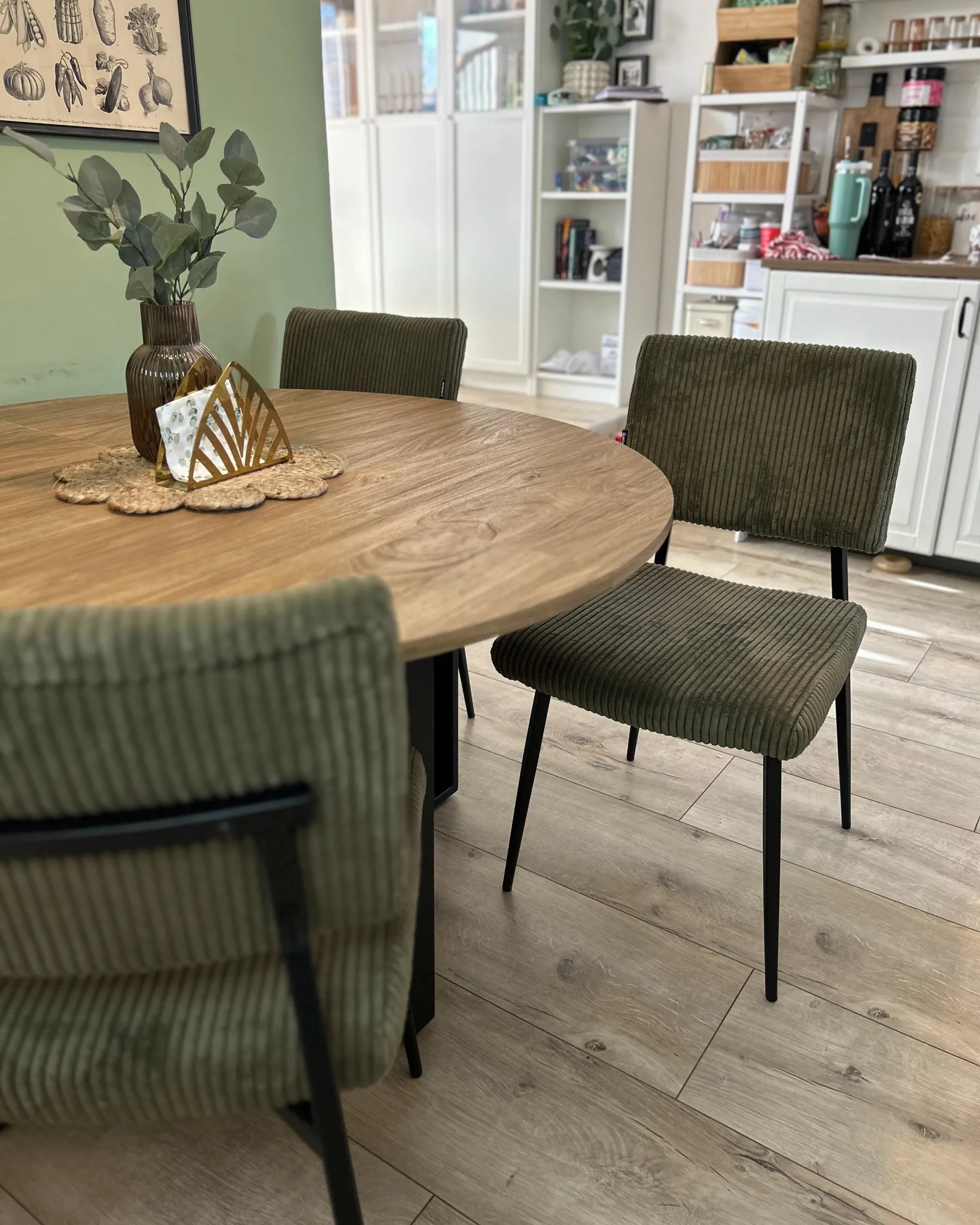 Set of 2 Dining Chairs STURGIS Corduroy Olive Green