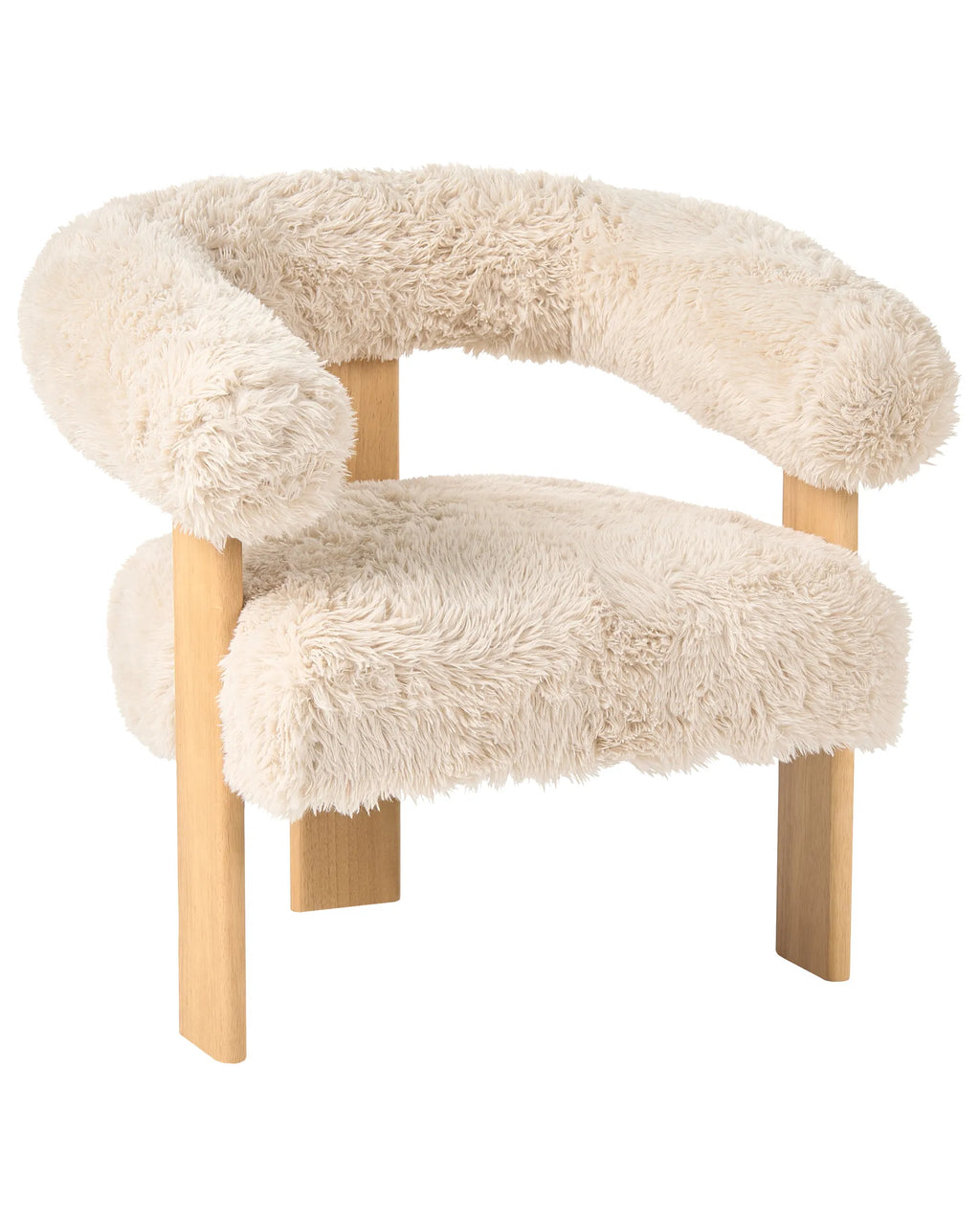 Armchair ILBRO Faux Fur Off-White/ Light Brown