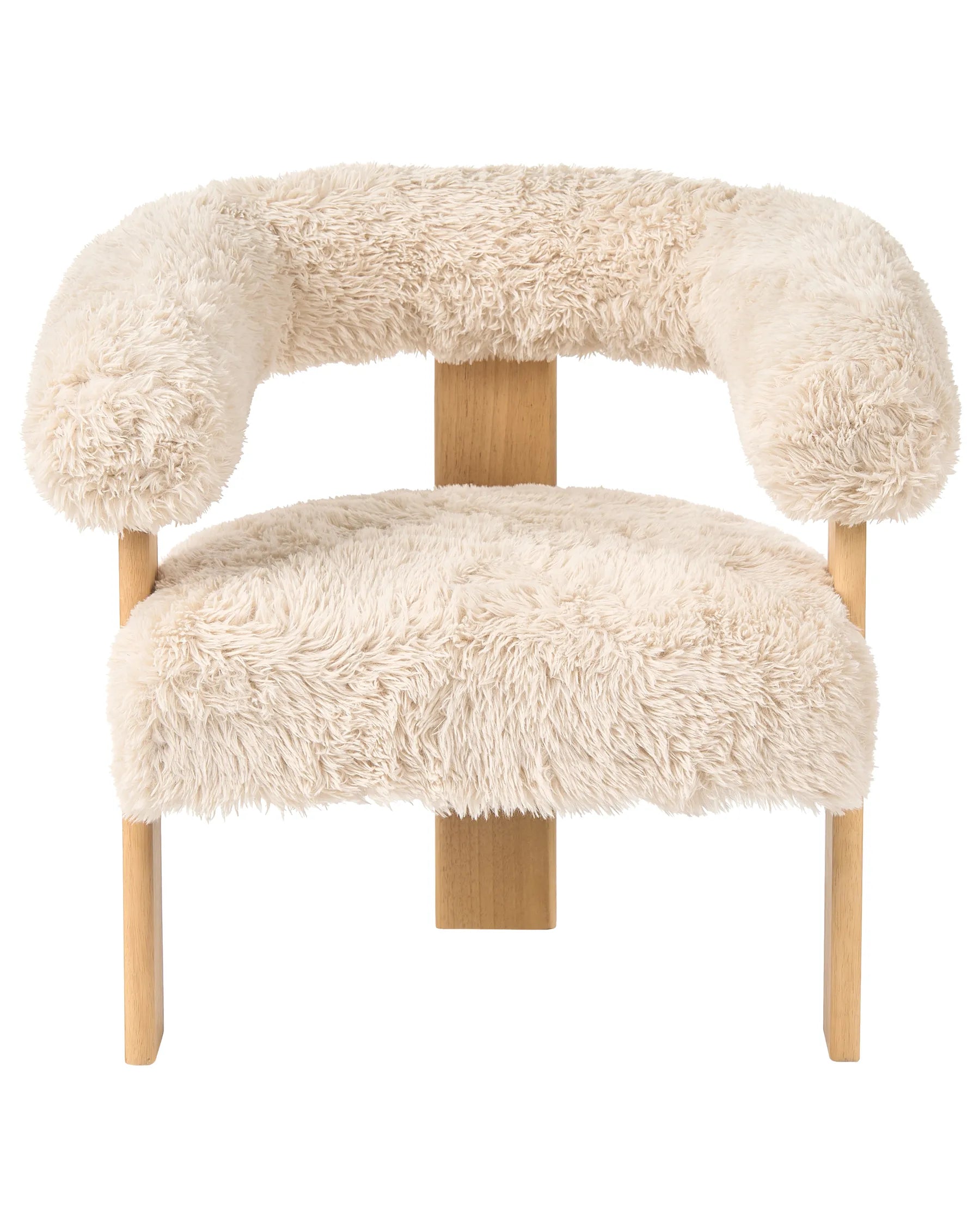 Armchair ILBRO Faux Fur Off-White/ Light Brown