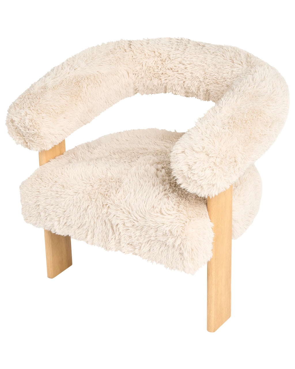 Armchair ILBRO Faux Fur Off-White/ Light Brown