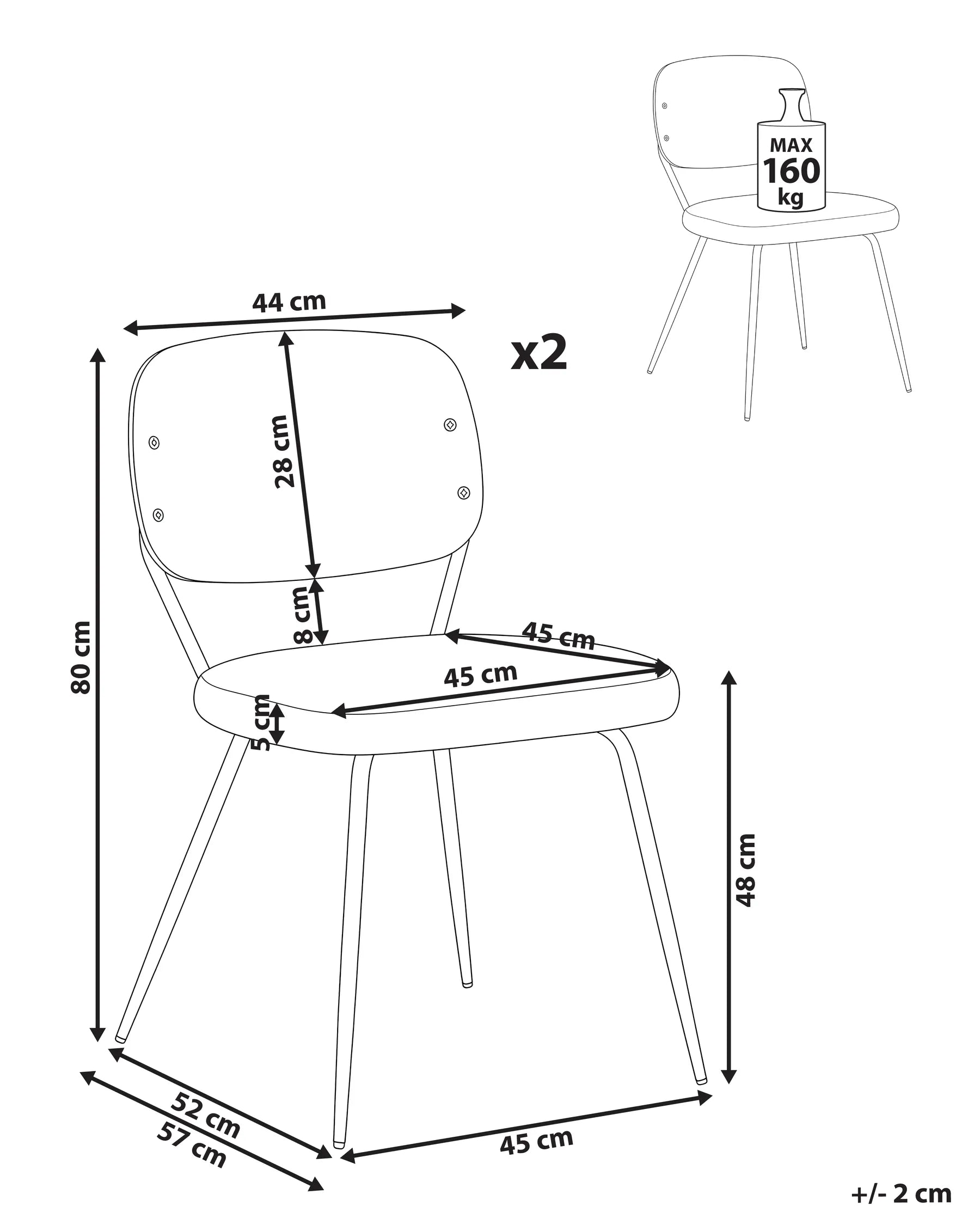 Set of 2 Dining Chairs EILEEN Off-White