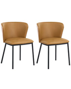 Set of 2 Dining Chairs HOSKIN Faux Leather Brown