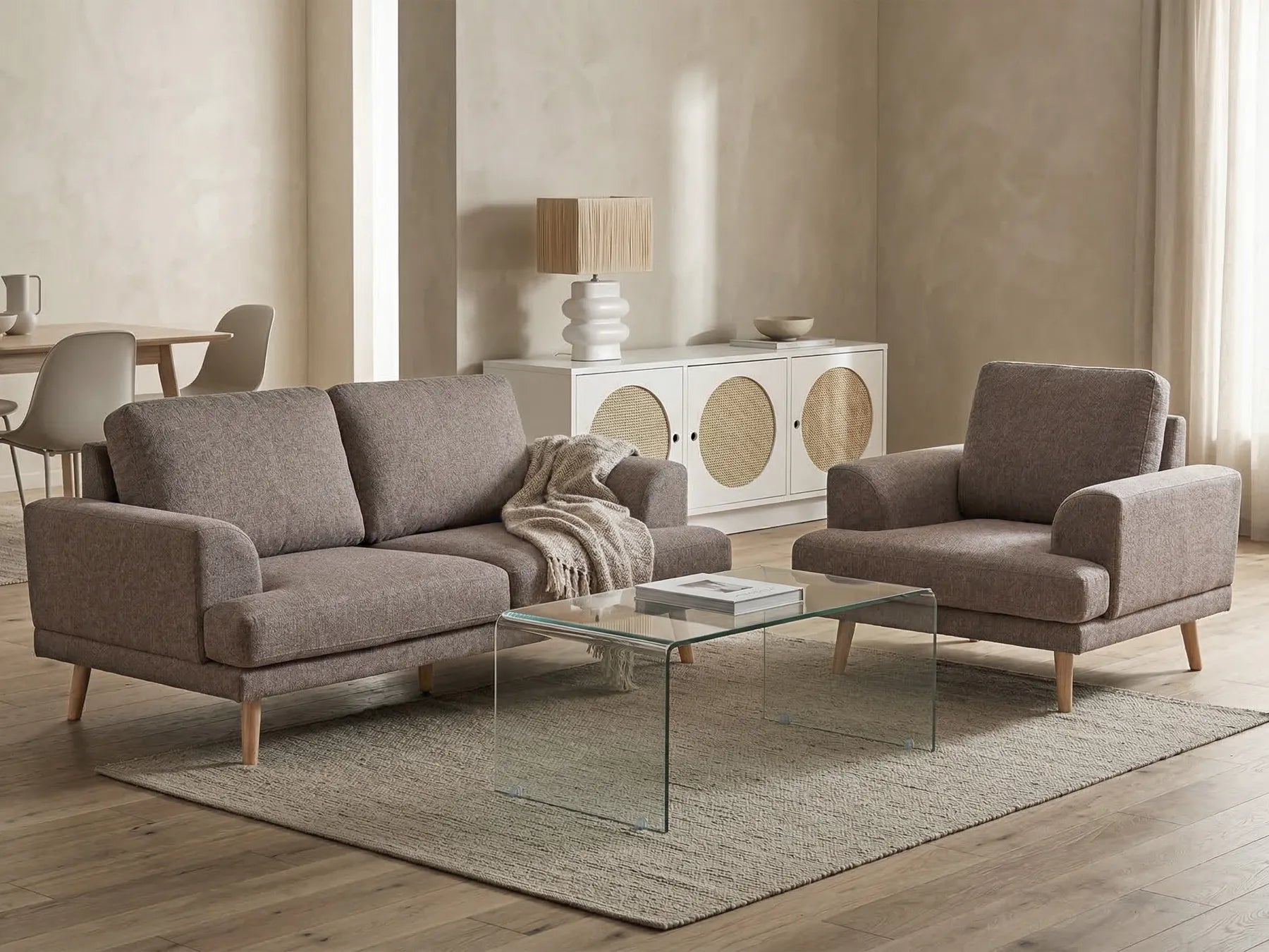 Armchair KILDAL Fabric Brown