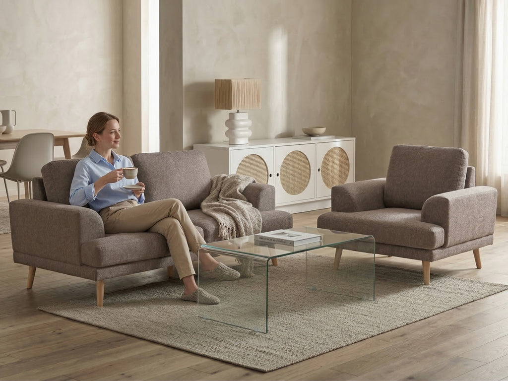 Armchair KILDAL Fabric Brown