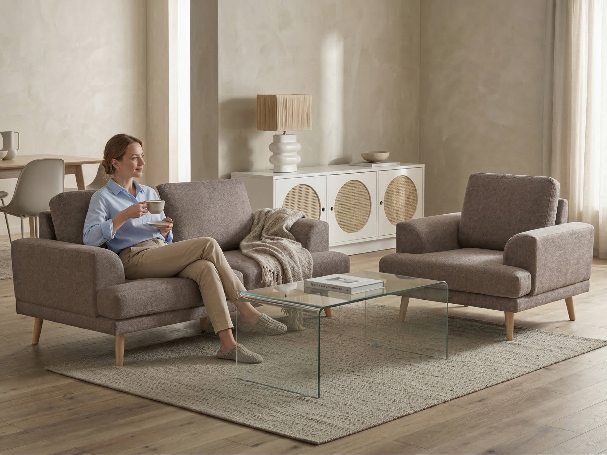 Armchair KILDAL Fabric Brown